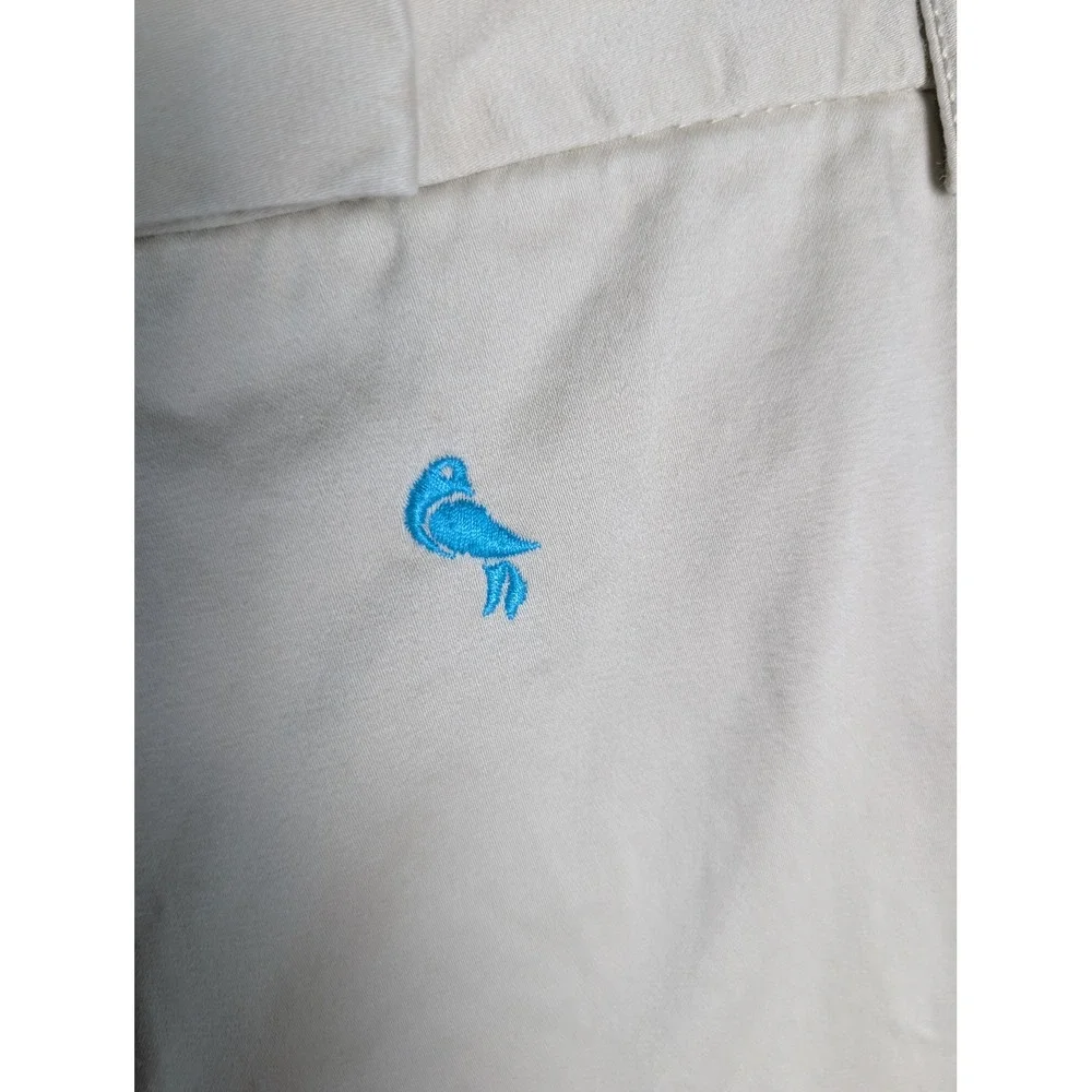 Brooks Brothers 346 Womens Beige Embroidered Blue Bird Chino Shorts Size 16